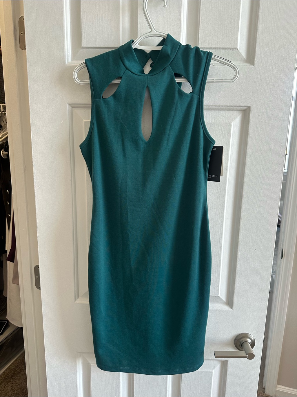 Free Press Teal Keyhole Sheath Midi Dress